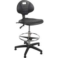 Tabouret robuste et ergonomique, Stationnaire, Ajustable, 39” - 48”, Polyur&eacute;thane Si&egrave;ge, Noir Equipex