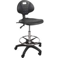 Heavy-Duty Ergonomic Stool, Mobile, Adjustable, 39" - 48", Polyurethane Seat, Black Equipex