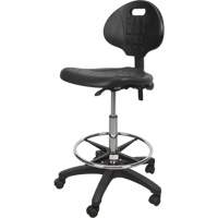 Heavy-Duty Ergonomic Stool, Mobile, Adjustable, 39" - 48", Polyurethane Seat, Black Equipex