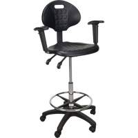 Heavy-Duty Ergonomic Stool with Adjustable Arm Rests & Nylon Stem Casters, Mobile, Adjustable Height, 250 lbs. Capacity Equipex