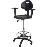 Heavy-Duty Ergonomic Stool with Adjustable Arm Rests & Nylon Stem Casters, Mobile, Adjustable Height, 250 lbs. Capacity Equipex