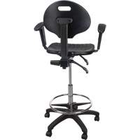 Heavy-Duty Ergonomic Stool with Adjustable Arm Rests & Nylon Stem Casters, Mobile, Adjustable Height, 250 lbs. Capacity Equipex