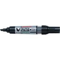 V Super Colour Permanent Marker, Chisel, Black Equipex