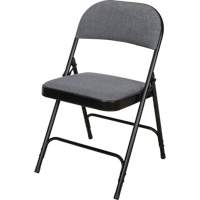 Chaise pliante de luxe en tissu rembourr&eacute;e, Acier, Gris, Capacit&eacute; 300 lb Equipex