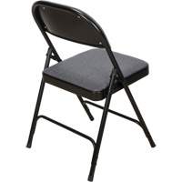 Chaise pliante de luxe en tissu rembourr&eacute;e, Acier, Gris, Capacit&eacute; 300 lb Equipex