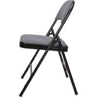 Chaise pliante de luxe en tissu rembourr&eacute;e, Acier, Gris, Capacit&eacute; 300 lb Equipex