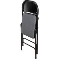 Chaise pliante de luxe en tissu rembourr&eacute;e, Acier, Gris, Capacit&eacute; 300 lb Equipex