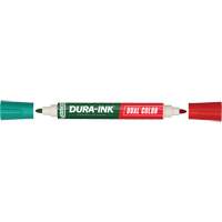 Marqueur &agrave; encre permanente et double couleur Markal Dura-Ink, Ronde, Vert/Rouge Equipex