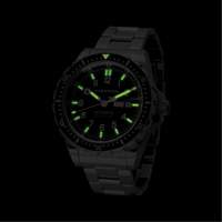 Tr&egrave;s grande montre automatique avec jour/date avec bracelet en acier inoxydable, Num&eacute;rique, &agrave; piles, 46 mm, Argent Equipex
