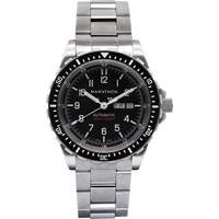 Tr&egrave;s grande montre automatique avec jour/date avec bracelet en acier inoxydable, Num&eacute;rique, &agrave; piles, 46 mm, Argent Equipex