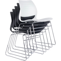 Stacking Chairs, Polypropylene, 32" High, 250 lbs. Capacity, Black Equipex