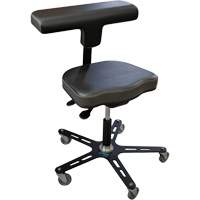 Chaise ergonomique industrielle VEGA-T, Mobile, Ajustable, Vinyle Si&egrave;ge, Noir Equipex