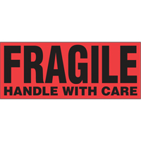 &eacute;tiquettes pour traitement sp&eacute;cial Fragile Handle with Care, 5" lo x 2" la, Noir/rouge Equipex