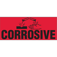 &eacute;tiquettes pour traitement sp&eacute;cial Corrosive, 5" lo x 2" la, Noir/rouge Equipex