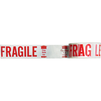 Ruban imprim&eacute; bilingue – Fragile ce c&ocirc;t&eacute; en haut, Rouge/blanc Equipex