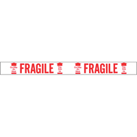 Ruban imprim&eacute; bilingue – Fragile ce c&ocirc;t&eacute; en haut, Rouge/blanc Equipex