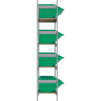 Wide Span Shelving with Jumbo Plastic Bins, Steel, Boltless, 800 lbs. Capacity, 66" W x 72" H x 18" D Equipex
