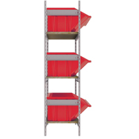 Wide Span Shelving with Jumbo Plastic Bins, Steel, Boltless, 800 lbs. Capacity, 66" W x 60" H x 18" D Equipex