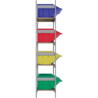 Wide Span Shelving with Jumbo Plastic Bins, Steel, Boltless, 800 lbs. Capacity, 66" W x 72" H x 18" D Equipex