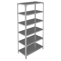 Shelving Unit, Galvanized Steel, Slotted Angle, 400 lbs. Capacity, 36" W x 72" H x 18" D Equipex