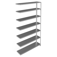 Shelving Unit, Galvanized Steel, Slotted Angle, 300 lbs. Capacity, 48" W x 84" H x 12" D Equipex