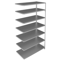 Shelving Unit, Galvanized Steel, Slotted Angle, 275 lbs. Capacity, 48" W x 84" H x 24" D Equipex