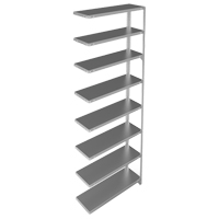 Shelving Unit, Galvanized Steel, Slotted Angle, 400 lbs. Capacity, 36" W x 96" H x 12" D Equipex