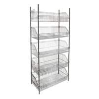 Wire Basket Shelving Unit, 5 Tiers, 48" W x 74" H x 24" D Equipex