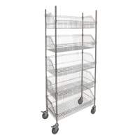 Chariot &agrave; tablette avec panier en treillis, Tiers 5, 48" la x 80" h x 24" p Equipex