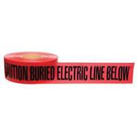 "Buried Electric Line" Identoline&reg; Underground Warning Tape, 3" W x 1000' L, Black on Red Equipex