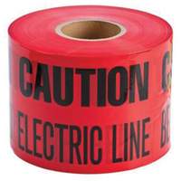 "Buried Electric Line" Identoline&reg; Underground Warning Tape, 6" W x 1000' L, Black on Red Equipex