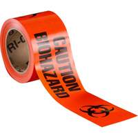 Barricade Tape, English, 3" W x 200' L, 3 mils, Black on Orange Equipex