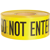 Barricade Tape, English, 3" W x 1000' L, 3 mils, Black on Yellow Equipex
