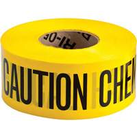 Barricade Tape, English, 3" W x 200' L, 3 mils, Black on Yellow Equipex