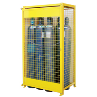 Gas Cylinder Cabinets, 10 Cylinder Capacity, 44" W x 30" D x 74" H, Yellow Equipex