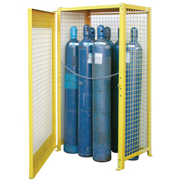 Gas Cylinder Cabinets, 10 Cylinder Capacity, 44" W x 30" D x 74" H, Yellow Equipex