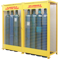 Gas Cylinder Cabinets, 20 Cylinder Capacity, 88" W x 30" D x 74" H, Yellow Equipex