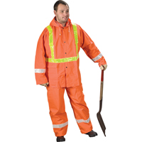 Tornado Traffic Rain Suit, PVC, Small, High Visibility Orange Equipex