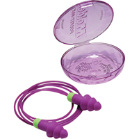 Bouchons d'oreilles r&eacute;utilisables Rockets, Avec cordon, Vrac - &eacute;tui en plastique, 27 dB NRR, Taille unique Equipex