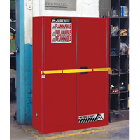 Armoire de rangement haute s&eacute;curit&eacute; avec barre en acier pour produits inflammables, 45 gal., 2 tablettes Equipex