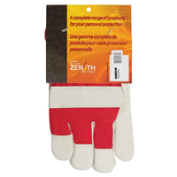 Gants d'ajusteur rouge & blanc doubl&eacute;s pour l'hiver de premi&egrave;re qualit&eacute;, Grand, Paume en Cuir fleur de vache, Doublure en Boa Equipex
