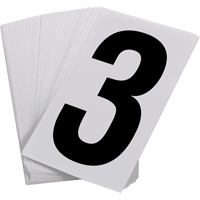 Pressure Sensitive Numbering, 3, 3-1/2" H, Black on White Equipex