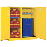 Armoires Sure-Grip EX s&eacute;curitaires &agrave; double fonction, Capacit&eacute; de 115 gal. US, 13 barils, Jaune Equipex