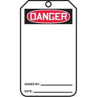 Safety Tags, Plastic, 3-3/8" W x 5-7/8" H, English Equipex