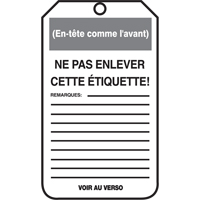 Lockout Tags, Cardstock, 3-1/8" W x 5-7/8" H, French Equipex
