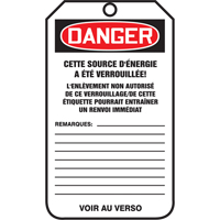 Lockout Tags, Cardstock, 3-1/8" W x 5-7/8" H, French Equipex