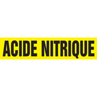 Marqueur de tuyau "Acid Nitrique", Autocollant, 4" h x 24" la, Noir sur jaune Equipex