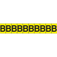 Rep&egrave;res adh&eacute;sifs &agrave; lettres individuelles, B, 1" h, Noir sur jaune Equipex