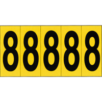 Rep&egrave;res adh&eacute;sifs &agrave; chiffres individuels, 8, 3-7/8" h, Noir sur jaune Equipex