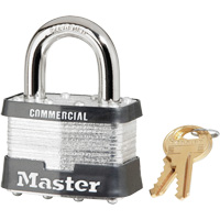 Laminated Padlock, Silver, Keyed Alike, Laminated Steel, 2" Width Equipex